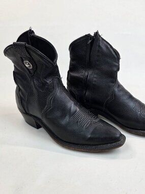 Womens Western Abilene Cowhide Boots sz 7M w/ Zipper Black Made In USA